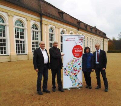 Christa Naaß mit Martin Porzner, Werner Widuckel und Norbert Dumler (v. rechts n. links)
