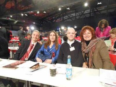 Christa Naaß mit Michael Blödel, Stephanie Schäfer und Jakob Brückner (v. re.)