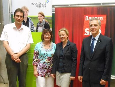 : Prof. Dr. Thomas Hamacher, MdL Christa Naaß, MdL Natascha Kohnen, Prof. Dr. Jörg Kapischke, Hochschule Ansbach